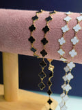 Gold clover enamel chain